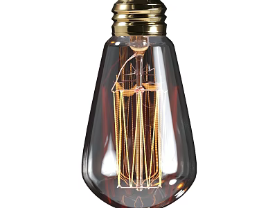Vintage Edison Bulb With Clear Glass Design And Gold Filament Brass Base 3d model