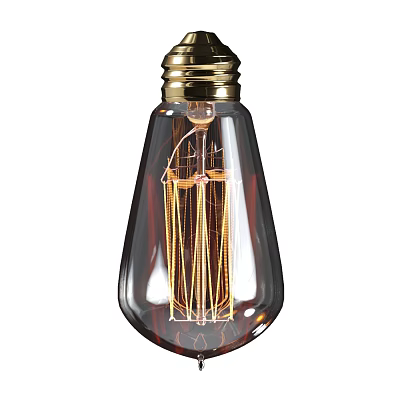 Vintage Edison Bulb With Clear Glass Design And Gold Filament Brass Base 3d model