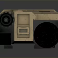 Khaki And Black Tactical Weapon Device With Buttons Knobs And QR Code