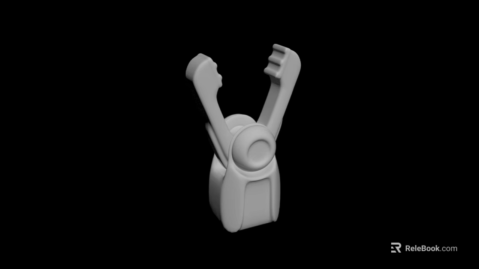 White Plastic Mechanical Component With Two Upward Arms And Circular Base 3d model 