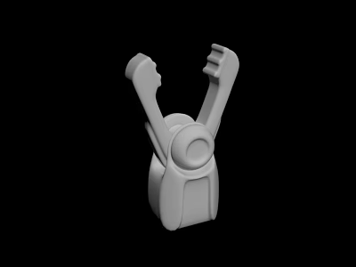 White Plastic Mechanical Component With Two Upward Arms And Circular Base 3d model