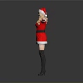 Christmas Festive Santa Costume With Red Dress Black Belt And Knee High Boots