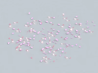 Pink And White Flower Petals Scattered On Light Blue Background 3d model