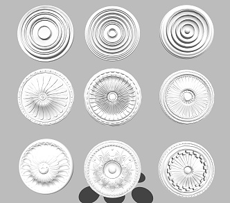 European-style lamp panel round carved combination 3d model