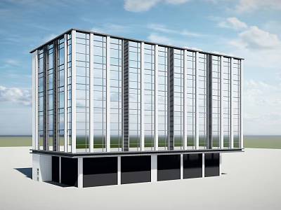 Modern Office Building Exterior With Glass Curtain Wall And Steel Structure 3d model