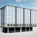 Modern Office Building Exterior With Glass Curtain Wall And Steel Structure