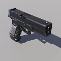 Sleek Black Handgun With Textured Grip And Modern Ergonomic Design Features 3d model