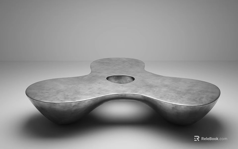 Modern Outdoor Chair With Unique Curved Metal Frame And Central Circular Hole 3d model 