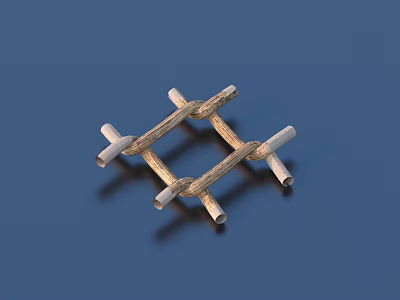 Light Wood Cross Woven Small Rack for Daily Necessities on Dark Blue Surface 3d model