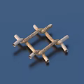 Light Wood Cross Woven Small Rack for Daily Necessities on Dark Blue Surface