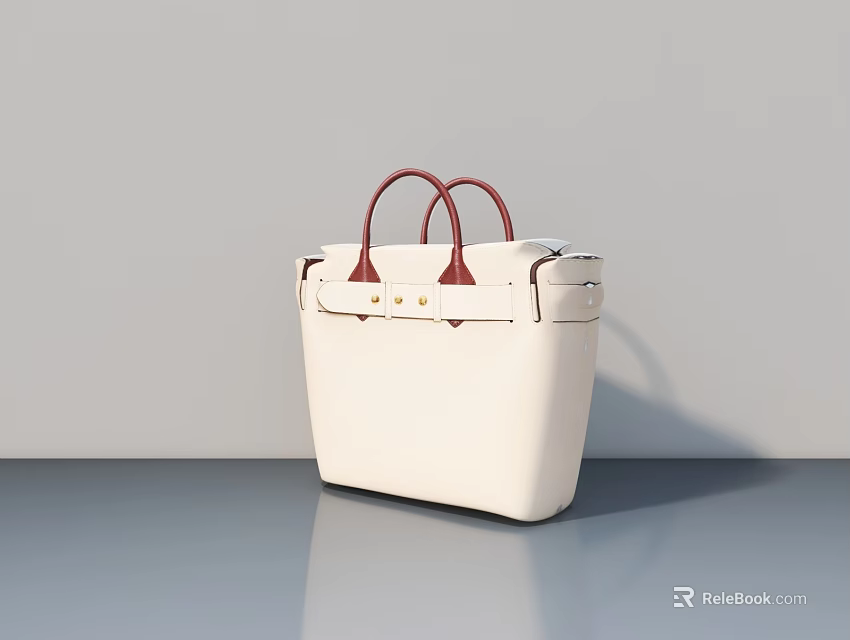 Modern Swing Door With White Surface And Red Accent Handle Design 3d model