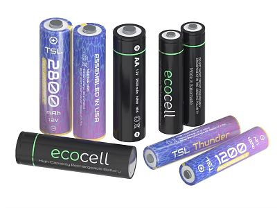 Mobile Digital Rechargeable Li ion Batteries with Various Brands and Capacities 3d model