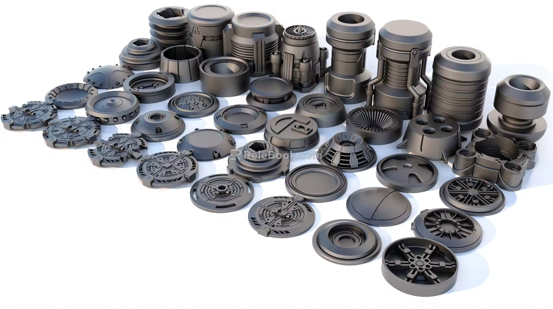 Hard surface mechanical parts combination of mechanical parts 3d model