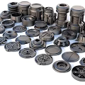 Hard surface mechanical parts combination of mechanical parts 3d model
