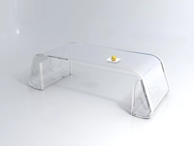 Transparent Acrylic Coffee Table with Modern Minimalist Design and Yellow Decorative Accent 3d model