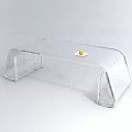 Transparent Acrylic Coffee Table with Modern Minimalist Design and Yellow Decorative Accent