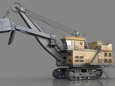 Large Crawler Excavator Functional Vehicle With Extended Boom Cab And Tracks 3d model