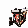 Coffee Kiosk With Neon Coffee Sign And Coffee Machine Display Items