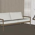 Modern double sofa side a few dry branches 3d model