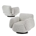 Cozy Fluffy Light Gray Single Sofa With Swivel Base And Armrests