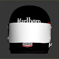 Black Weapon Helmet With Silver Visor Marlboro Logo And HANS Label