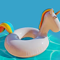 Unicorn Shaped Inflatable Swimming Ring With Rainbow Mane And Tail For Summer Water Sports