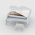White Grand Piano Entertainment Appliance With Matching Stool And Elegant Design Elements