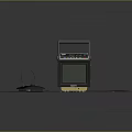 Classic Retro Vintage TV with Antenna Device Aged Look on Black Background