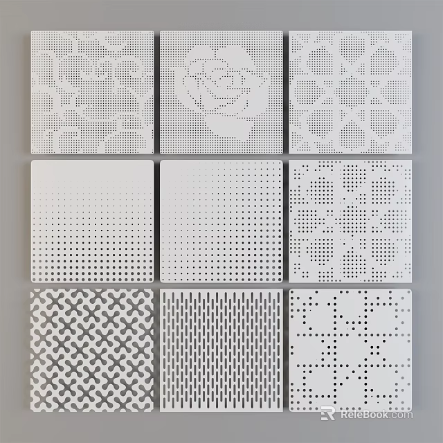 Perforated Decorative Panels With Various Geometric And Floral Patterns For Modern Interior 3d model