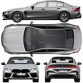 Gray BMW M8 Gran Coupe From Front And Rear Views 3d model
