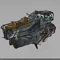 Weapon Equipped Armored Vehicle In Rusty Blue With Cannons Storage Crates And Graffiti