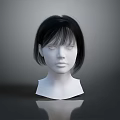 Realistic Human Head Model With Black Short Hair And Detailed Facial Organs