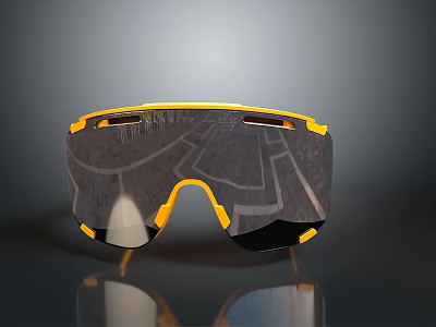 Protective Safety Goggles With Yellow Frame And Dark Impact Resistant Lenses 3d model