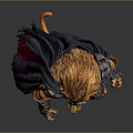 Mythical Lion Headed Warrior With Muscular Body Armor And Flowing Cloak Standing