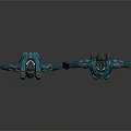 Two Futuristic Mechanical Characters In Blue Gray Detailed Armor Holding Hands