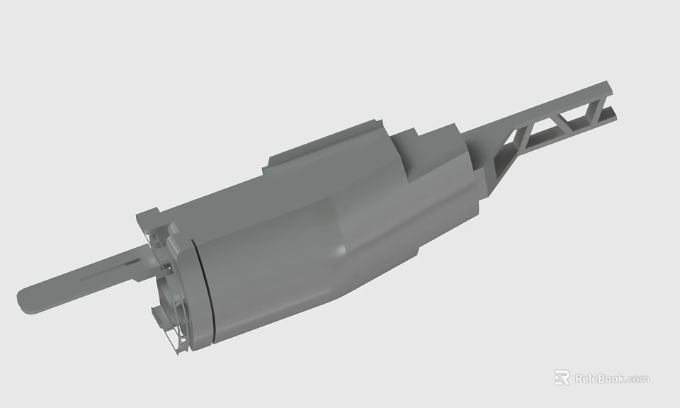 Gray Industrial Mechanical Component With Elongated Structure And Metal Bracket Design Features 3d model
