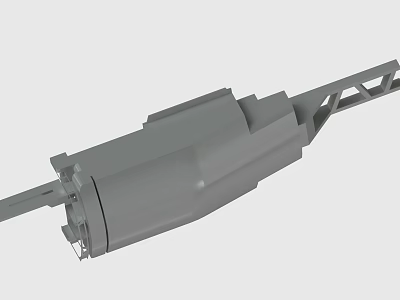 Gray Industrial Mechanical Component With Elongated Structure And Metal Bracket Design Features 3d model