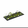 Indoor Landscape Design Featuring Ferns Rocks Moss And Black Gravel With Small Lights