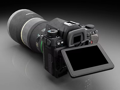 Digital Camera With Telephoto Lens And Flip Screen Display Feature 3d model