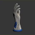 Gray And White Protective Gloves With Blue Wrist Cuffs And Mesh Design