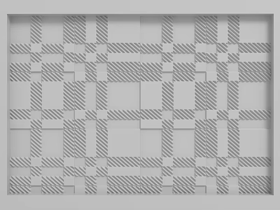 Gray White Geometric Background Wall With Grid Design And Striped Details 3d model