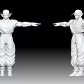 Game Movie Character 3D Model With White Sculpture Extended Arms Robe And Pants Design