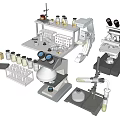 Advanced Industrial Laboratory Equipment With Microscopes Test Tubes And Lab Benches