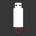 Sleek White USB Flash Drive With Red Ring Loop And USB Connector Design 3d model