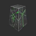 Garden Landscape Decorative Cube With Green Glowing Geometric Patterns And Surface Lines