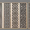 Modern Decorative Screen Panels With Intricate Geometric Openwork And Metal Frames 3d model