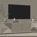 Elegant Light Luxury TV Cabinet With Marble Top For Warm Neutral Living Room Interior