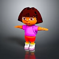Cartoon Character Dora With Brown Hair Pink Shirt Red Shorts And Backpack