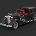 Classic Vintage Car With Black Body Red Interior And Chrome Accents