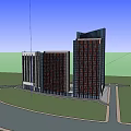 Modern Commercial Street With High Rise Glass Facade Buildings And Urban Design